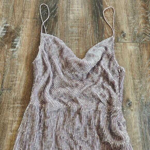Retrofete Katya Dress in Dusty Lilac Small Maxi Sequins Cowl Neck Sleeveless NWT - Picture 3 of 13